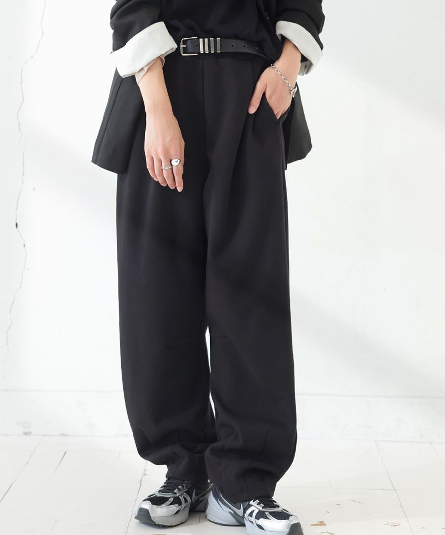 タック入り ポンチパンツ レディース ロング ワイド 送料無料・メール