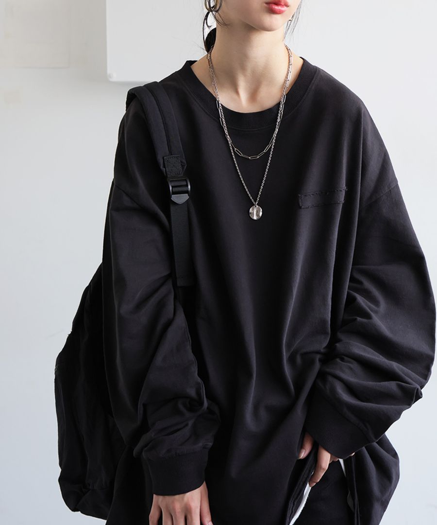 ピグメント加工 ロングTシャツ レディース トップス 綿100・再入荷