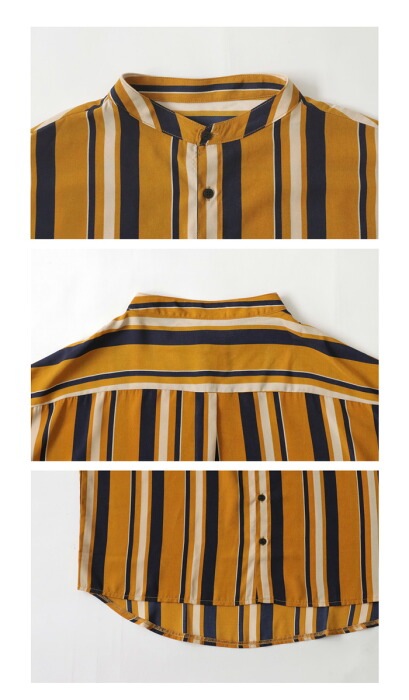 90s 茶色×黄色 3ピースウールセットアップ　ストライプ シャツ ピンズ付き ストライプ柄シャツ シャツ メンズ トップス 半袖 五分袖・再販。(80