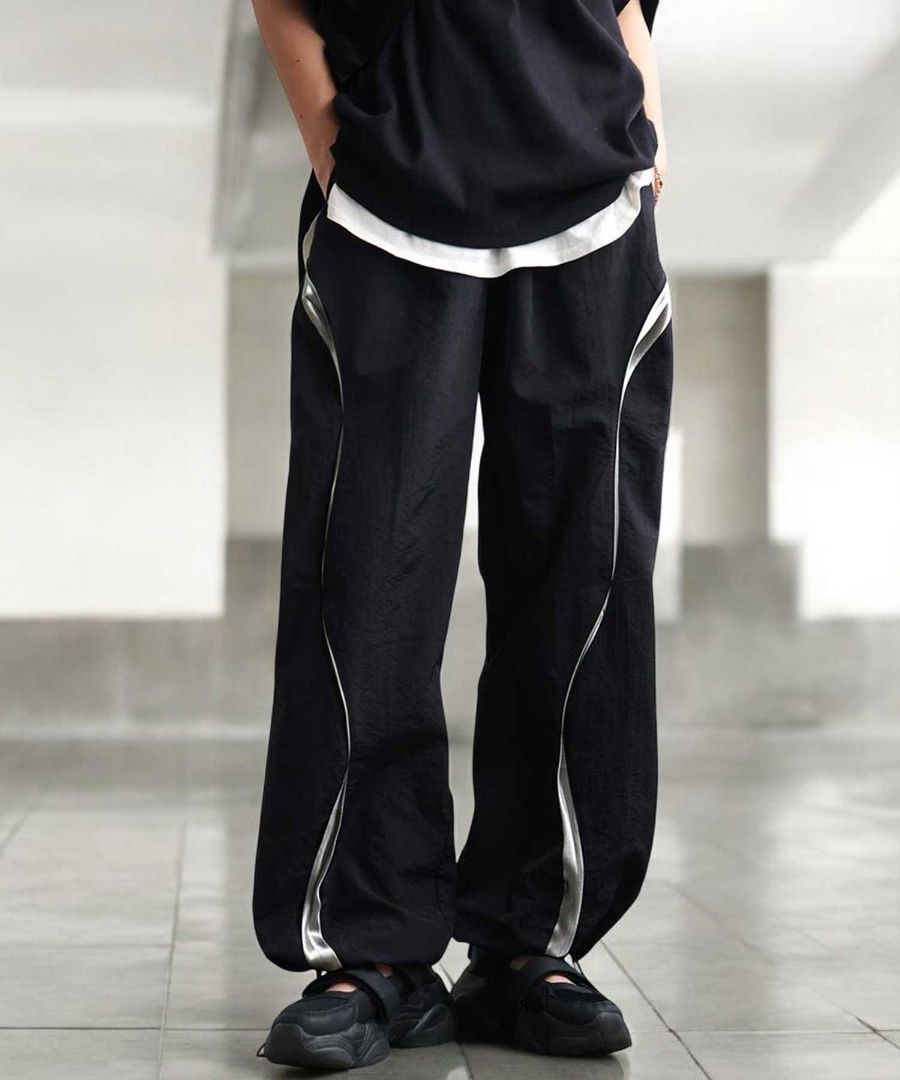 H*L様 wk interact 限定200枚 黒 パンツ 配色切替ラインパンツ パンツ メンズ ボトムス 送料無料・(500)メール