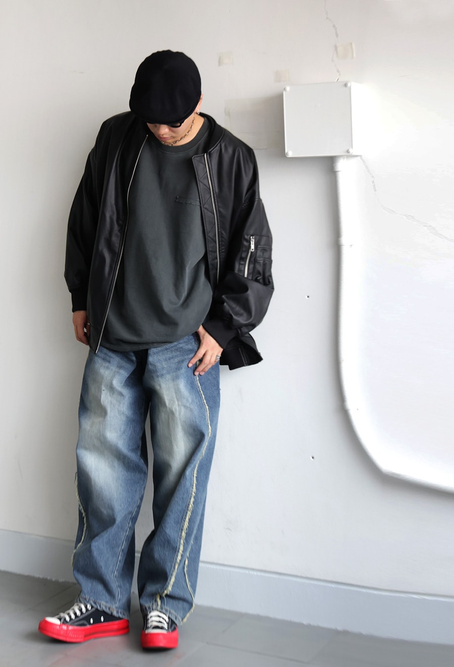 ピグメント加工 ロングTシャツ メンズ トップス 綿100・再入荷 メール