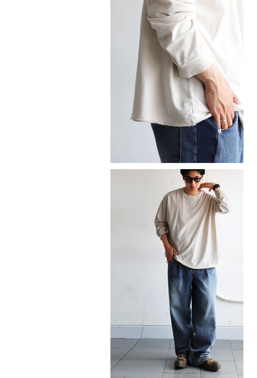 ピグメント加工 ロングTシャツ メンズ トップス 綿100・再入荷 メール