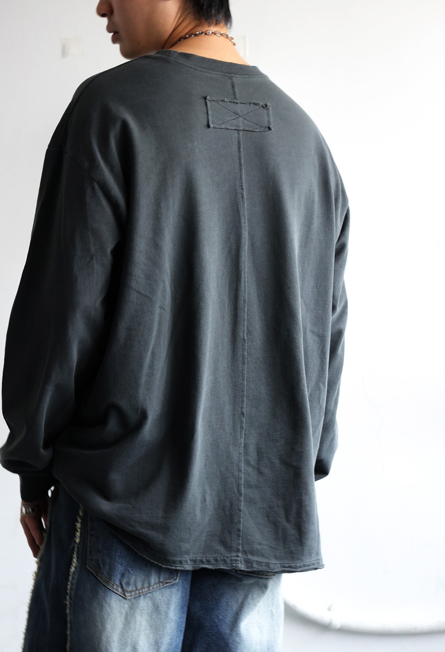 再入荷予定有!ピグメント加工 ロングTシャツ メンズ トップス 綿100