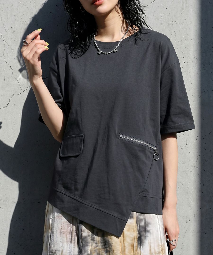 主役になれる、日常着。Tシャツ レディース 無地 半袖 アシンメトリー