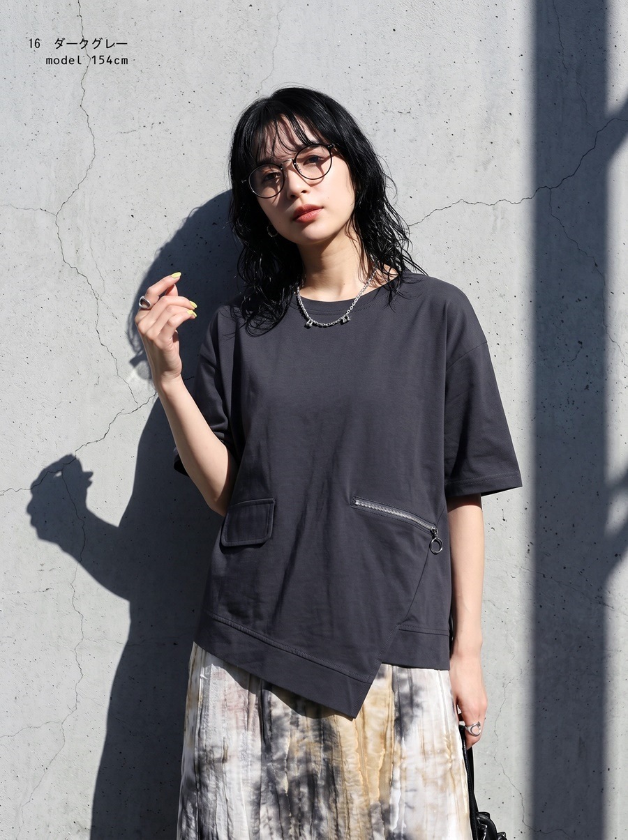 主役になれる、日常着。Tシャツ レディース 無地 半袖 アシンメトリー