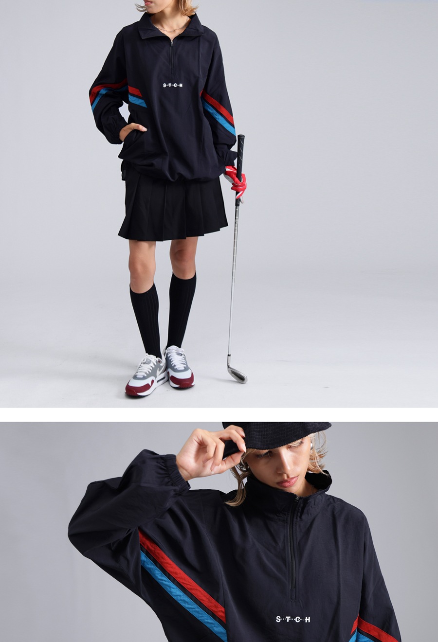 ANTIQUA GOLF×STCH 配色ラインプルオーバー 送料無料・(100