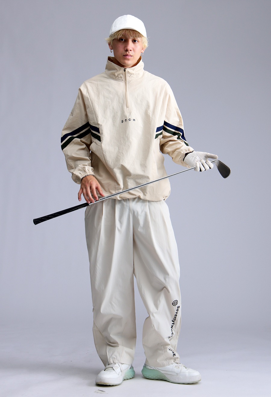 ANTIQUA GOLF×STCH 配色ラインプルオーバー 送料無料・(100