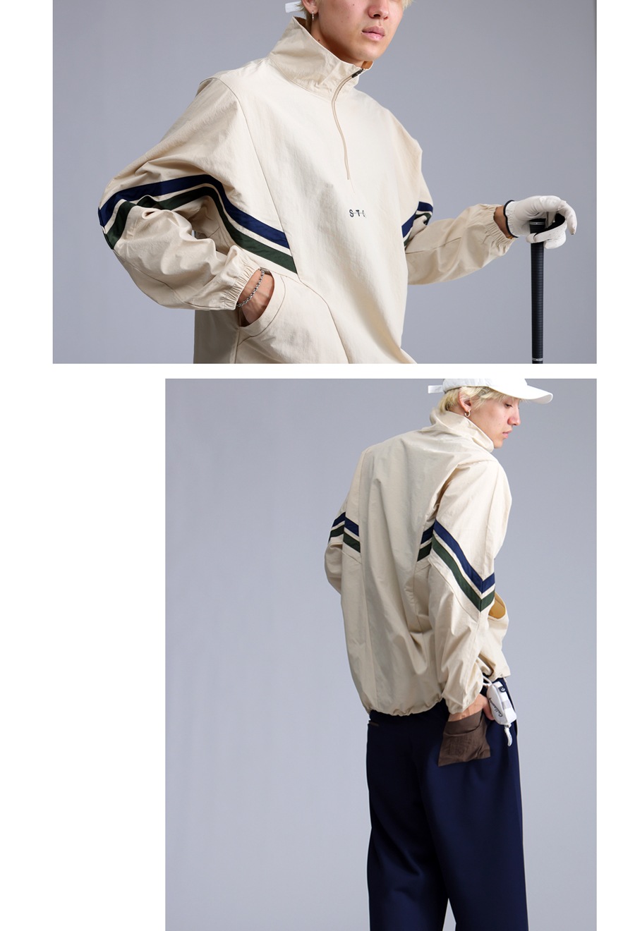 LINKS レディース ANTIQUA GOLF×STCH 配色ラインプルオーバー 送料無料・(100