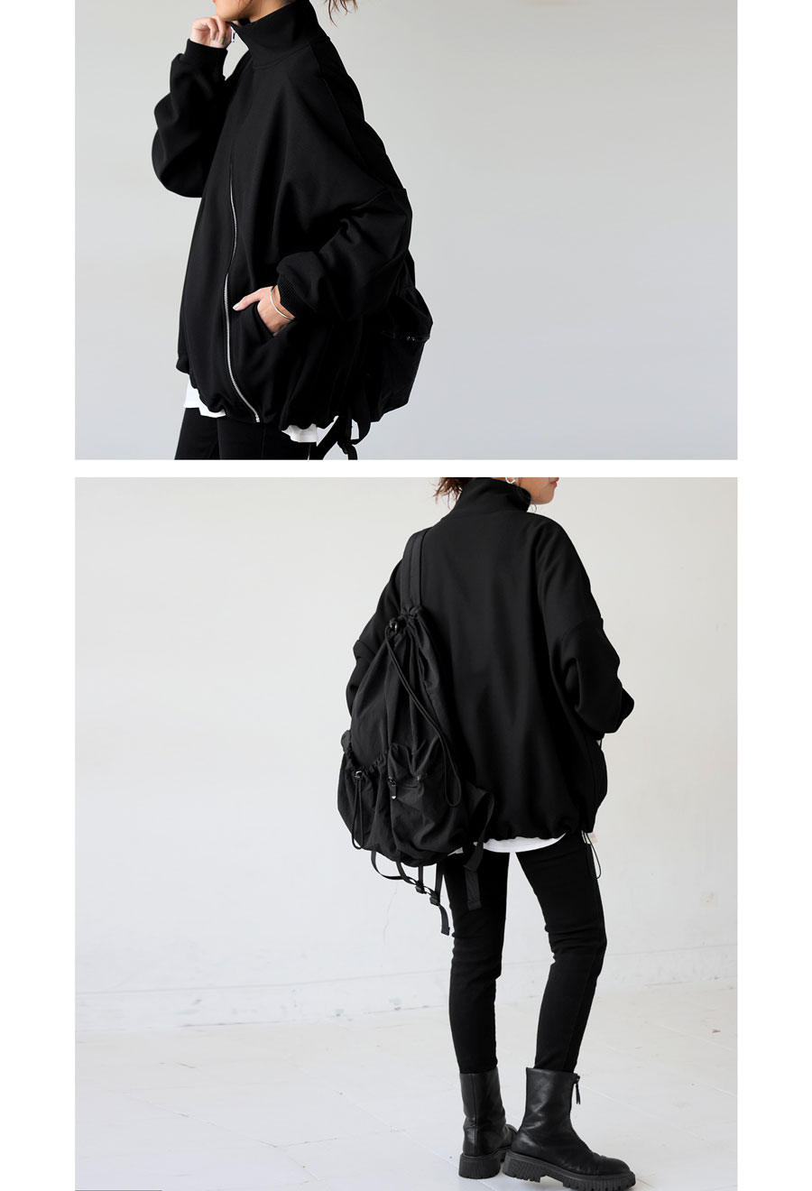 斜めZIP 裏起毛 ジョーゼットジャケット レディース 送料無料・メール