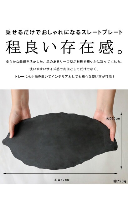 スレートプレート 皿 リーフ型 40cm 食器 5枚組 送料無料・メール便