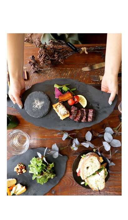 スレートプレート 皿 リーフ型 40cm 食器 5枚組 送料無料・メール便