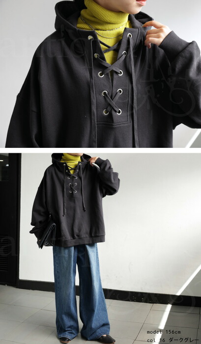 antiqua レースアップフーディー パーカー レディース トップス
