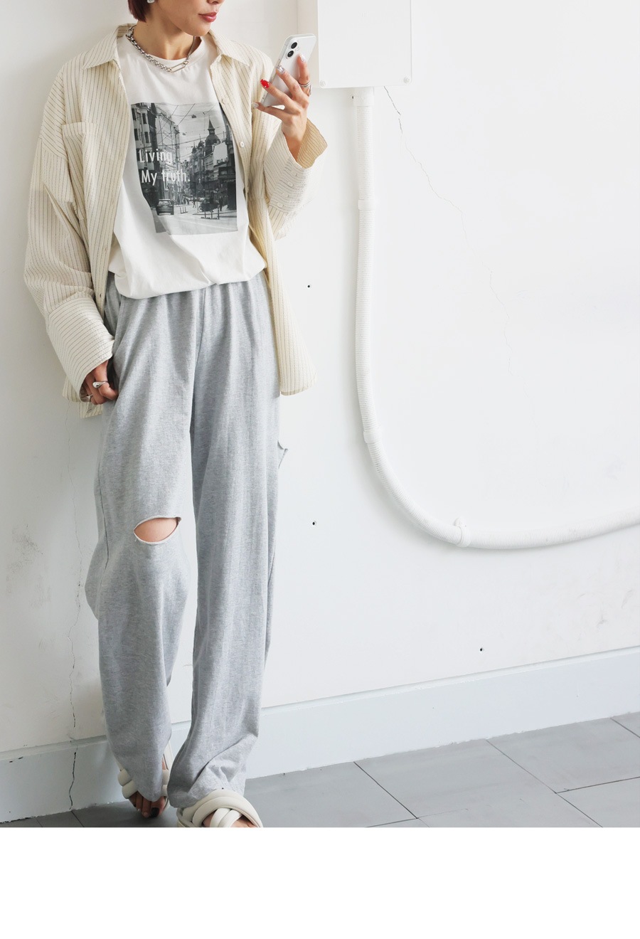 【ACLENT】J/Wダメージスウェットパンツ J/Wダメージスウェットワイドパンツ｜ACLENT（アクレント）