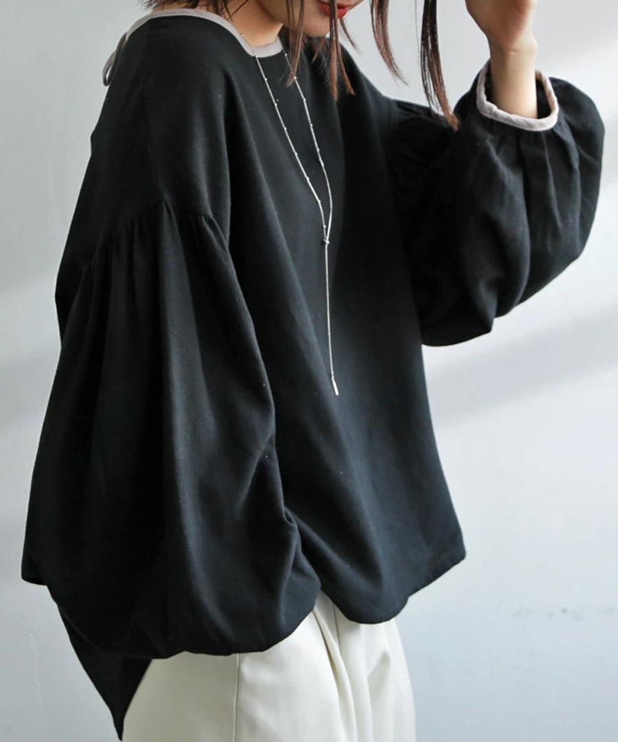 バルーン袖 トップス レディース ブラウス 長袖 送料無料・(80)メール