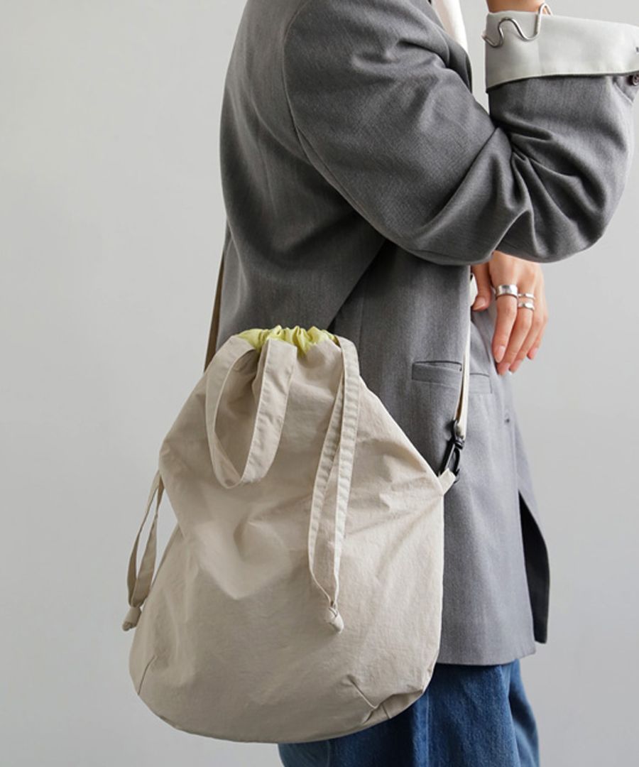 2WAYバッグ 巾着 ショルダー 機能性 配色 レディース ・(80