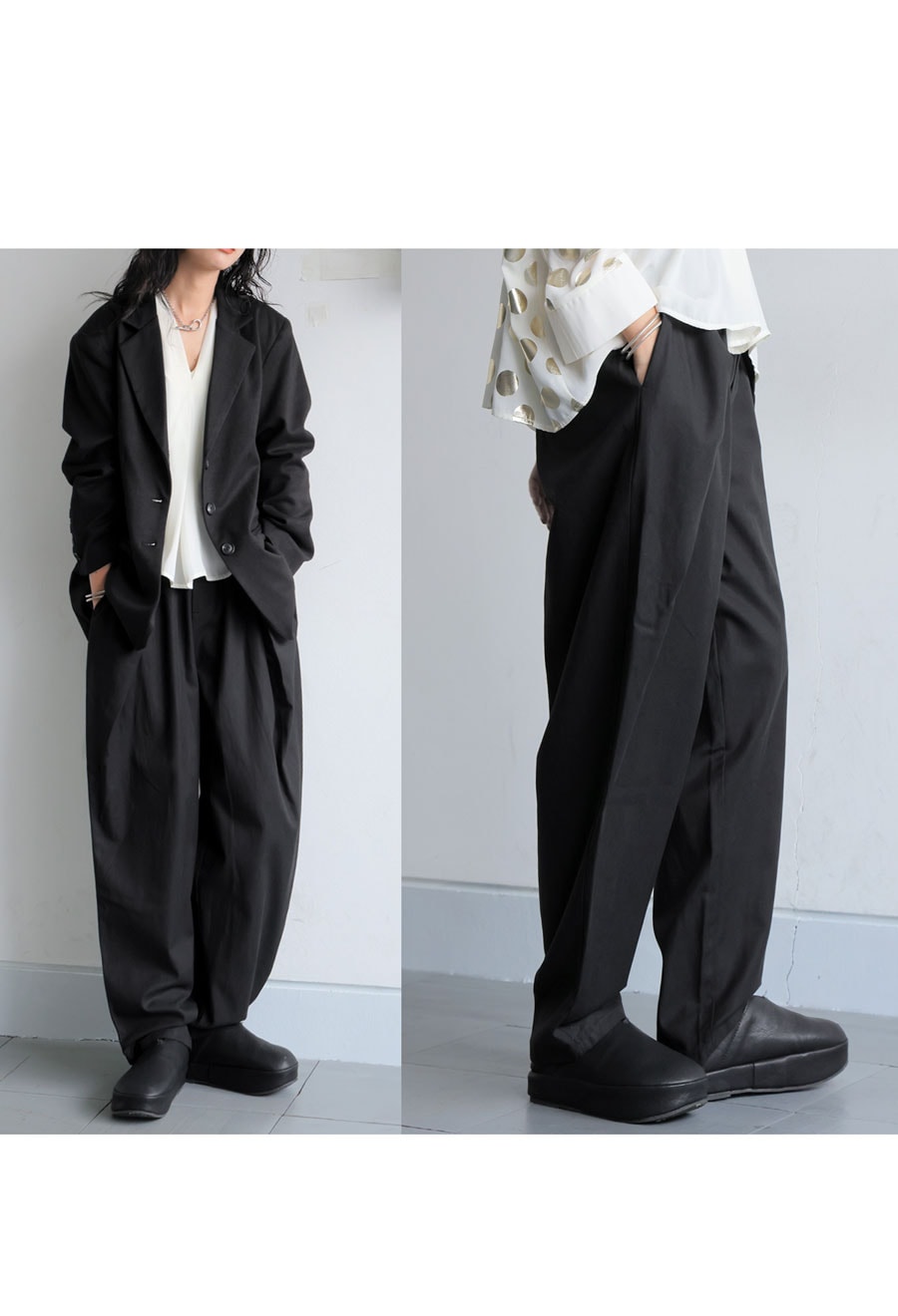 正規品♡リボンプルオーバー＆リボン柄ロングパンツ♡ダークグレー デザインパンツ テーパードパンツ レディース ロング 送料無料