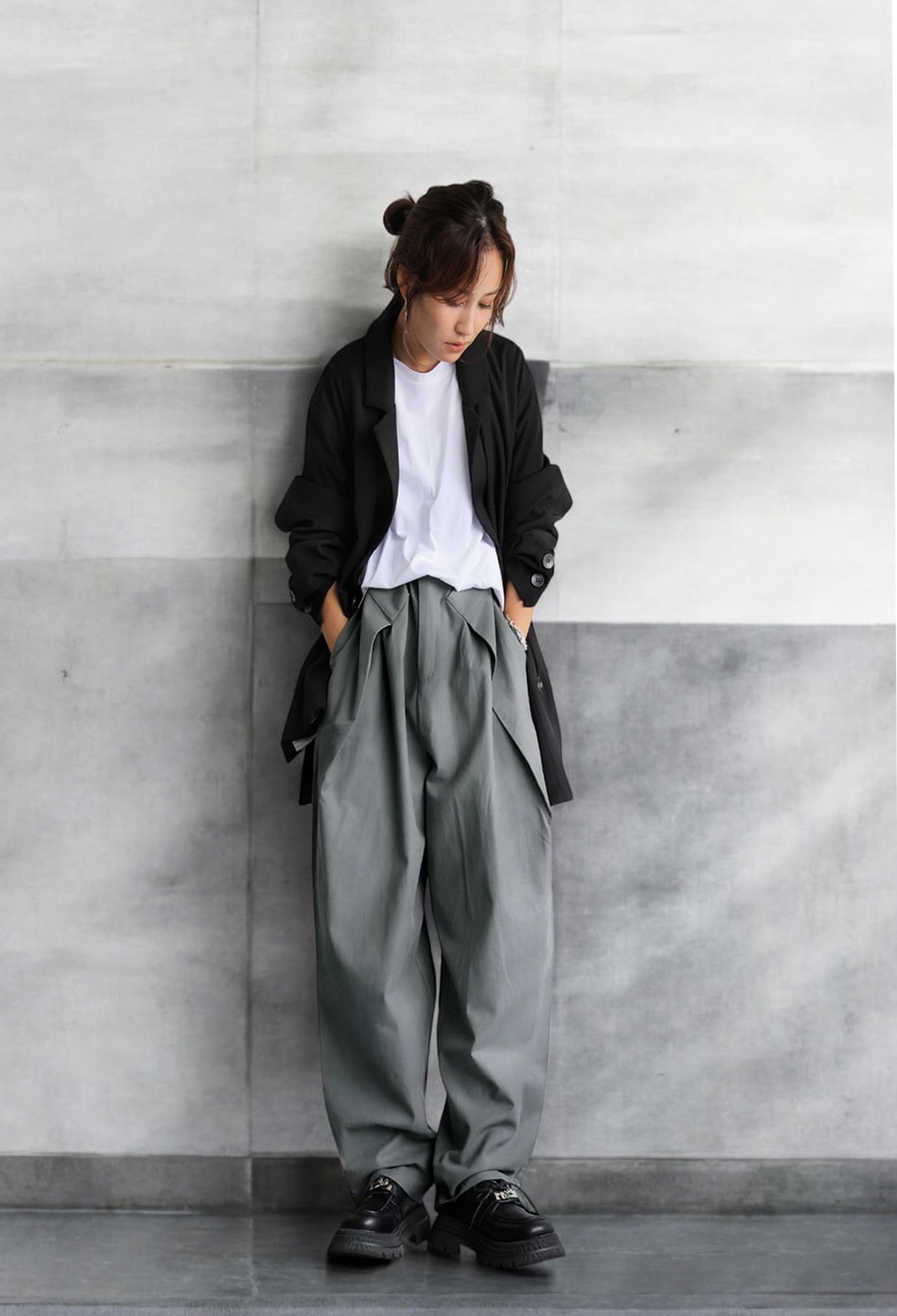 nagonstans テーパードパンツ　新品‼️ SAITOS タックテーパードパンツ（カーゴパンツ）｜nagonstans