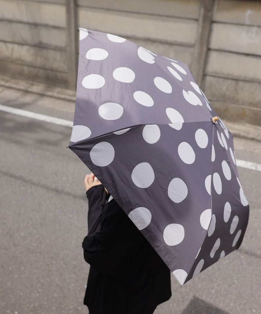 晴雨兼用 ドット柄折りたたみ傘 レディース 遮光 UVカット・6月3