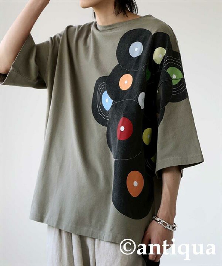 バスクプリントT Tシャツ メンズ トップス バスク 五分袖・(100)メール