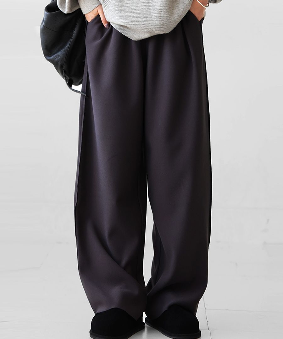 CLUB HAUS × NO COFFEEコラボ 裏起毛パンツ 黒 XL 裏起毛 ジョーゼット風 パンツ レディース ロング 送料無料・再入荷