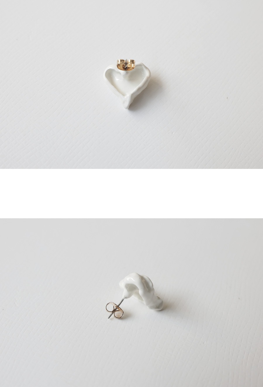 小さいのに印象的。ピアス レディース ハート 陶器風 変形 アクセ送料