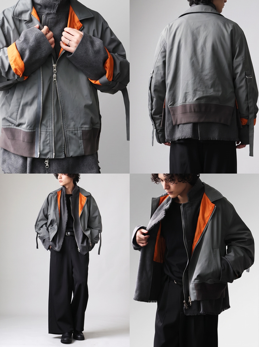 唯一無二のレイヤード。MA-1 ジャケット メンズ 異素材ドッキング