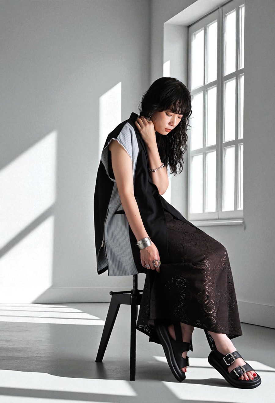 美品 ジャーナルスタンダード サマーオックスベスト ジレ ブラック JOURNAL STANDARD（ジャーナルスタンダード）の「□□□サマー