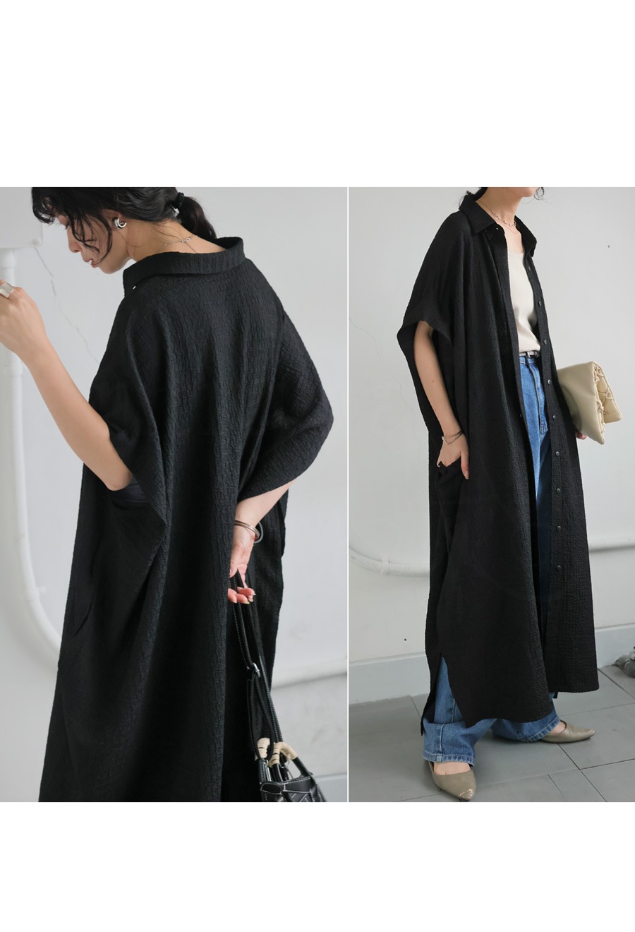 ジャガード シャツワンピース レディース UVカット 送料無料