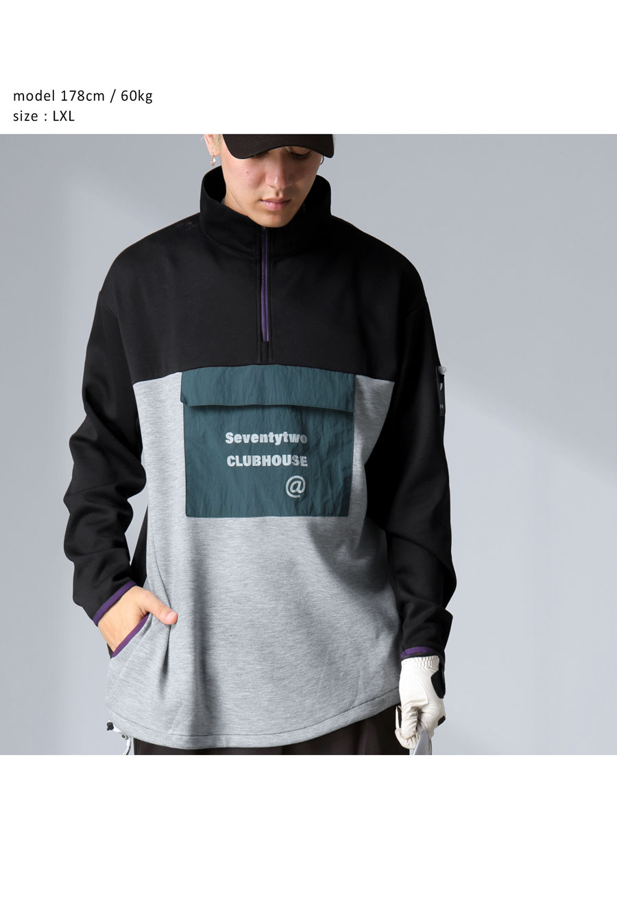 再入荷予定有!ANTIQUA GOLF×STCH 配色プルオーバー 送料無料・メール便