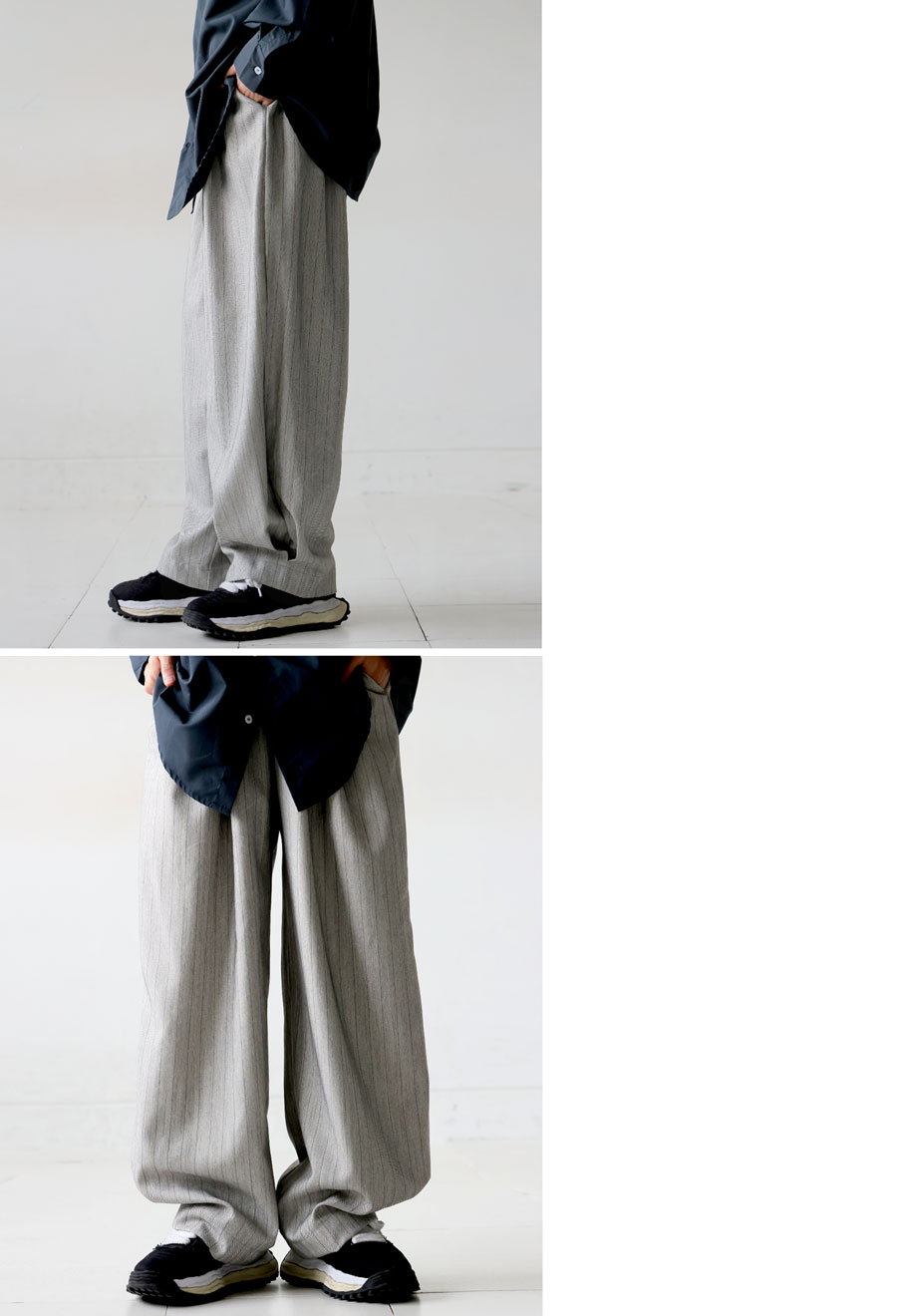 annu．ページ ヘリンボーン柄 タック ワイドパンツ メンズ 送料無料・メール便不可
