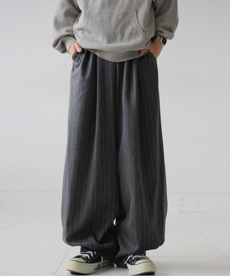 ヘリンボーン柄 タック ワイドパンツ メンズ 送料無料・メール便不可