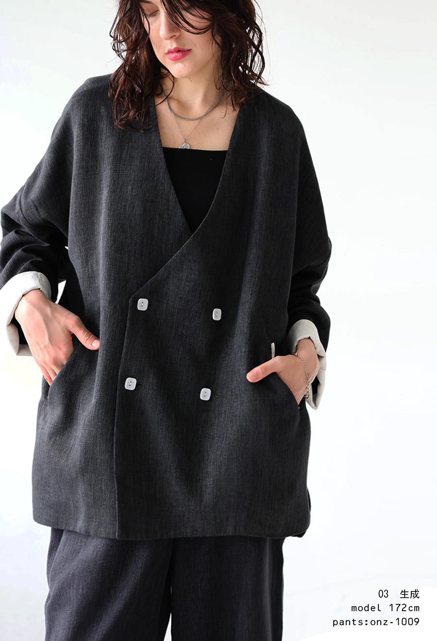 配色ジャケット レディース ジャケット ノーカラー 送料無料