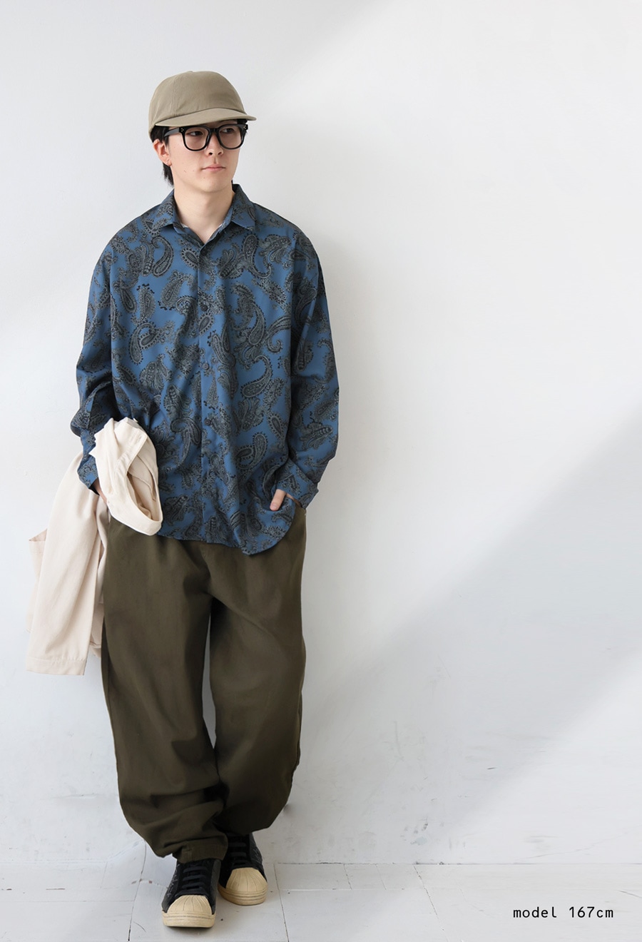 ペイズリー柄 シャツ メンズ 長袖 トップス ・再入荷 (80)メール便可