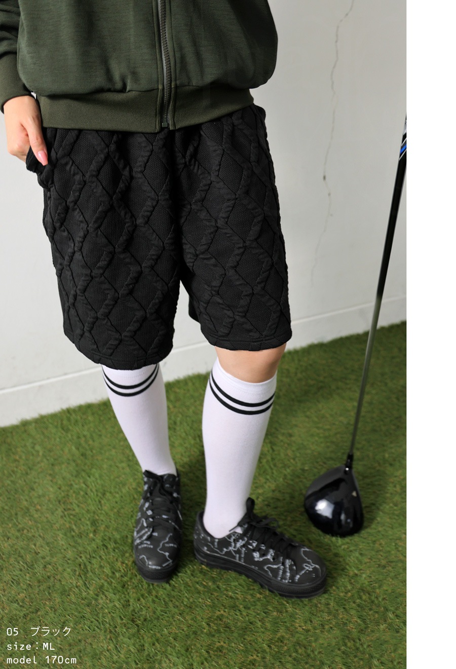 アンティークゴルフ　デコパージュ ANTIQUA GOLF×STCH ハーフパンツ メンズ 送料無料・メール便不可