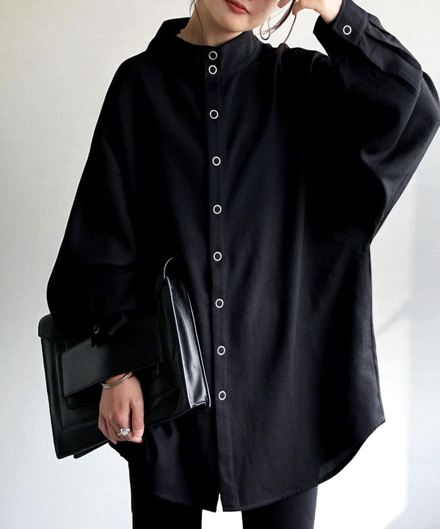 再入荷予定有!スタンドカラー シャツ レディース トップス 長袖