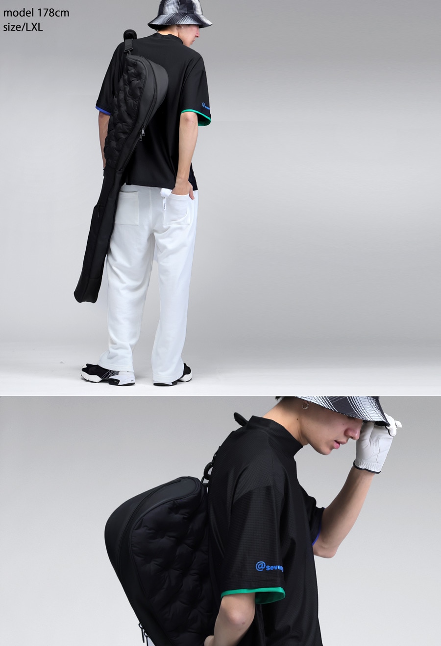 ANTIQUA GOLF×STCH メッシュ風配色トップス 送料無料・(80