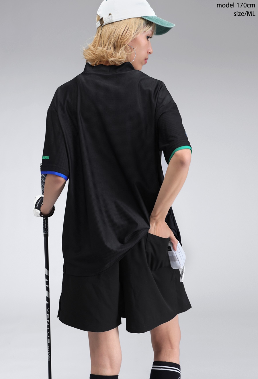ANTIQUA GOLF×STCH メッシュ風配色トップス 送料無料・(80