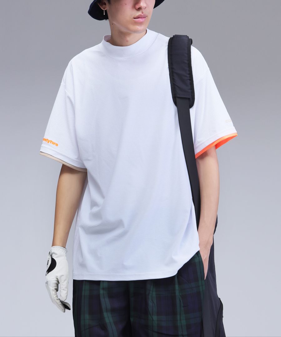 ANTIQUA GOLF×STCH メッシュ風配色トップス 送料無料・(80)メール便可