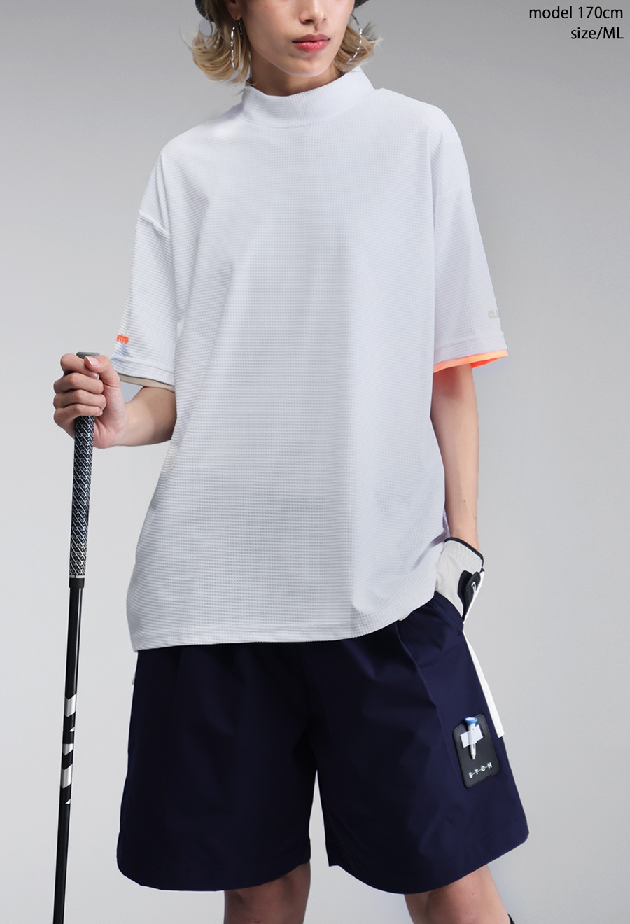 ANTIQUA GOLF×STCH メッシュ風配色トップス 送料無料・(80