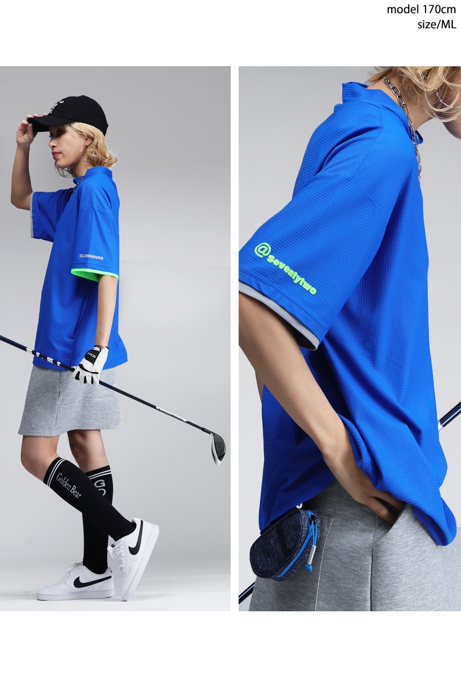 トップス tjxjj ANTIQUA GOLF×STCH メッシュ風配色トップス 送料無料・(80