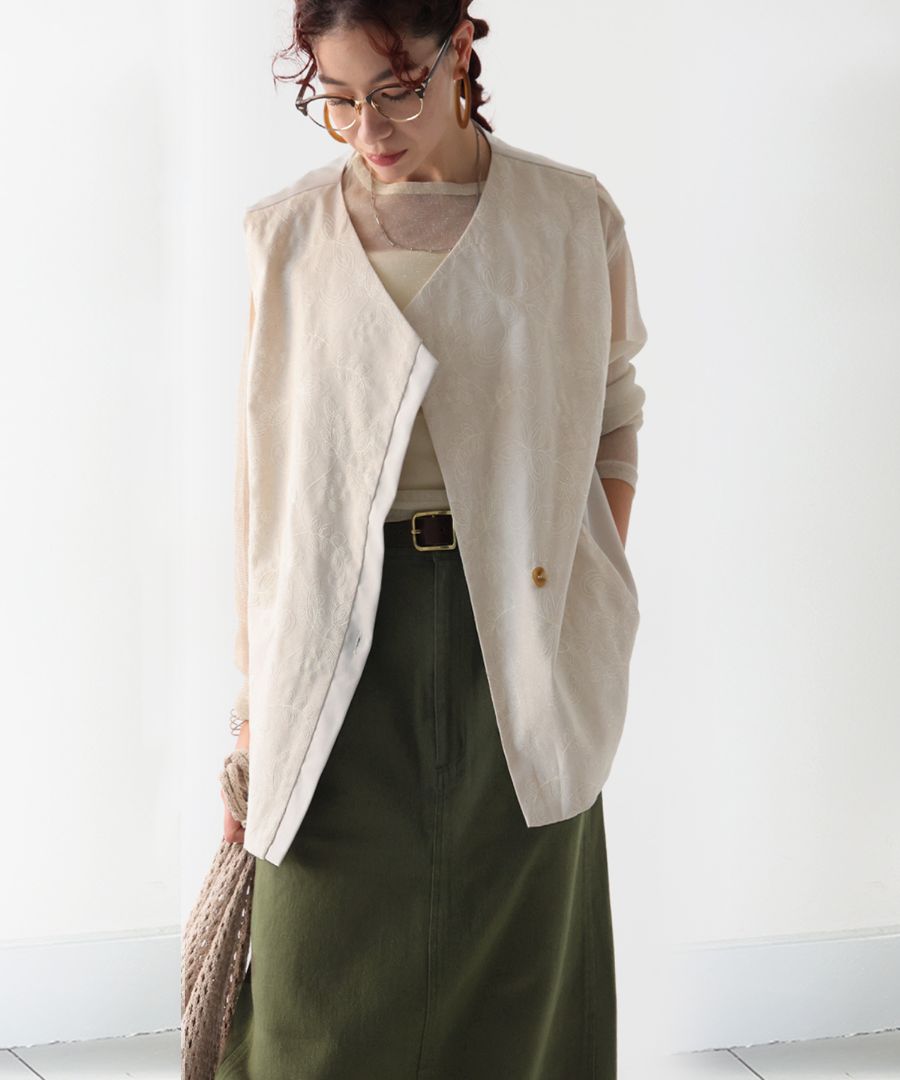 プロ監修!お得コーデセット】刺繍ベスト ロングスカート レディース