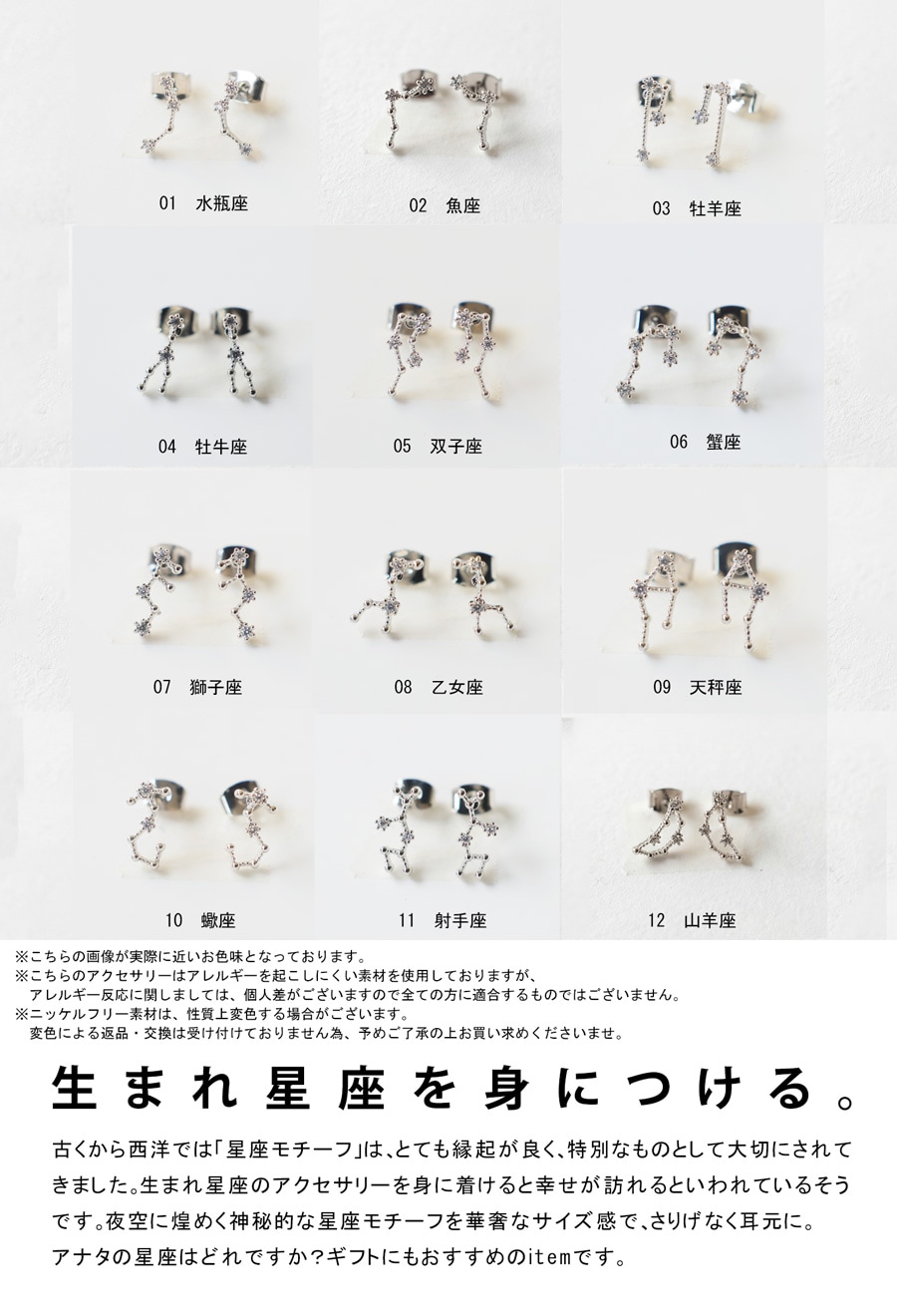 私だけの星を選ぶ。ピアス レディース 星座モチーフ 両耳用 アクセ送料