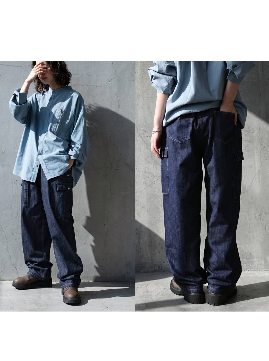 制服を、穿きこなす。デニム カーゴパンツ メンズ ワイドパンツ ロング