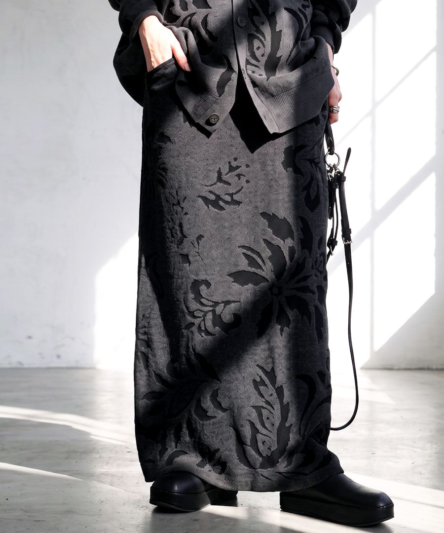 めろニットシリーズ 花柄 ニットスカート レディース Iライン ロング
