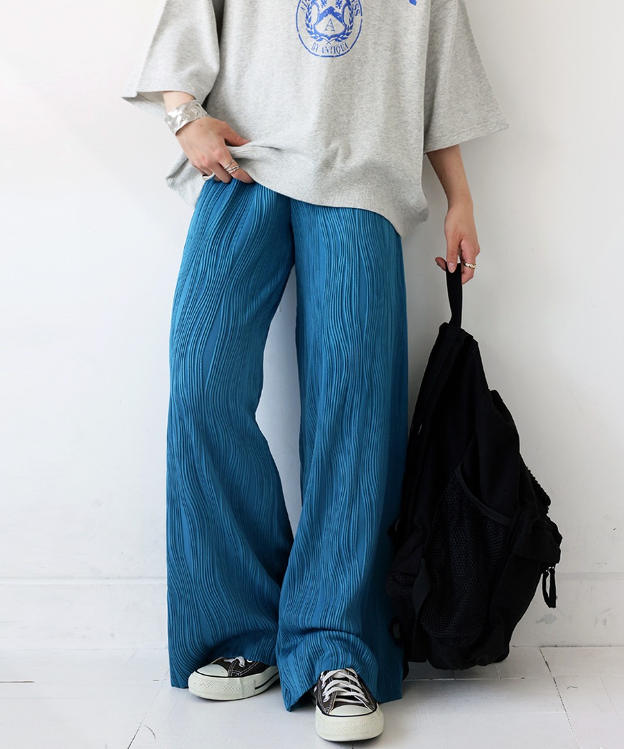 ウェーブプリーツ セルフカットパンツ パンツ 送料無料・メール