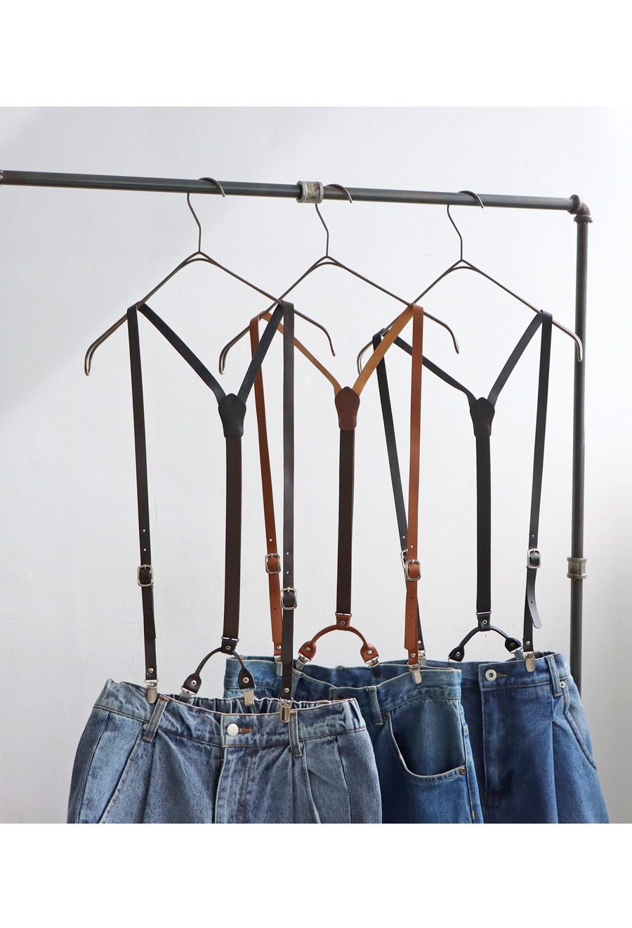 【Vintage】【希少品】USA製　PRL　高級本革サスペンダー　牛革/正規品 サスペンダー 牛革 Z-UY-A03A（岡山県英田郡西粟倉村