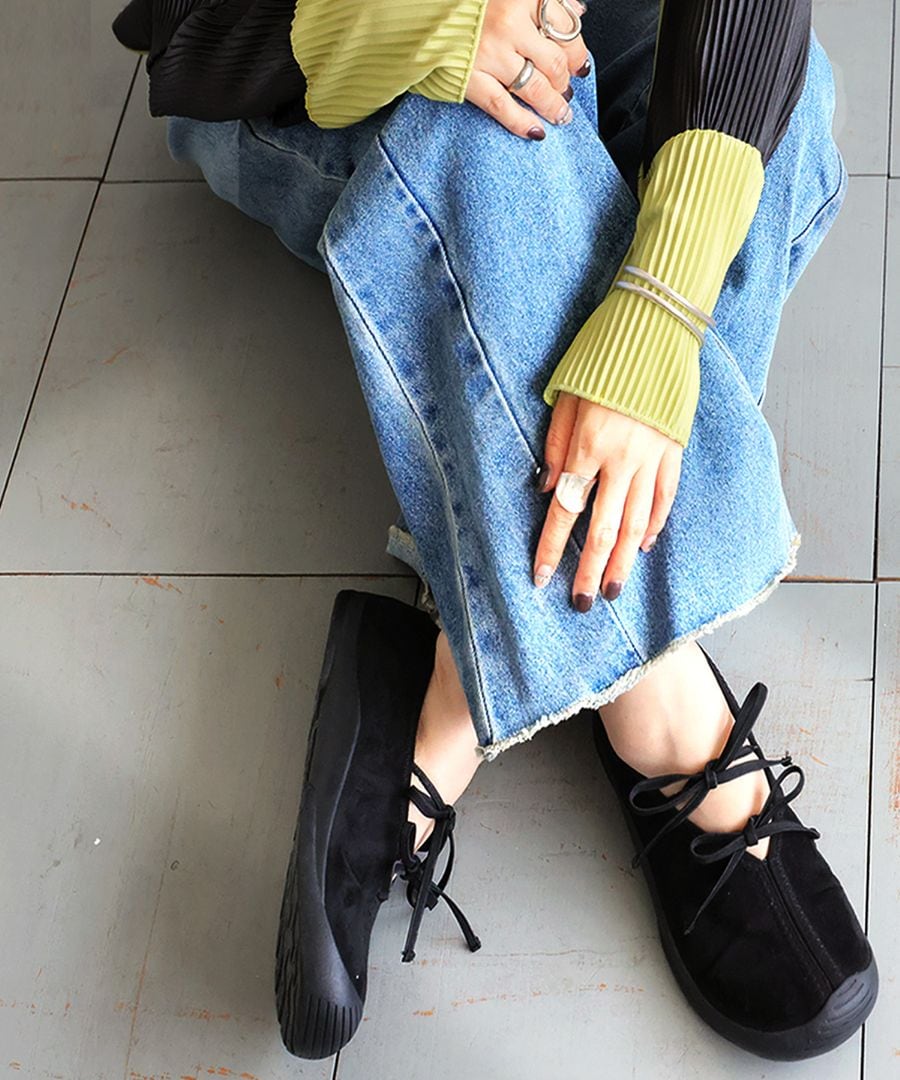 再入荷予定有!スエード調 バレエシューズ リボン レディース 靴 送料