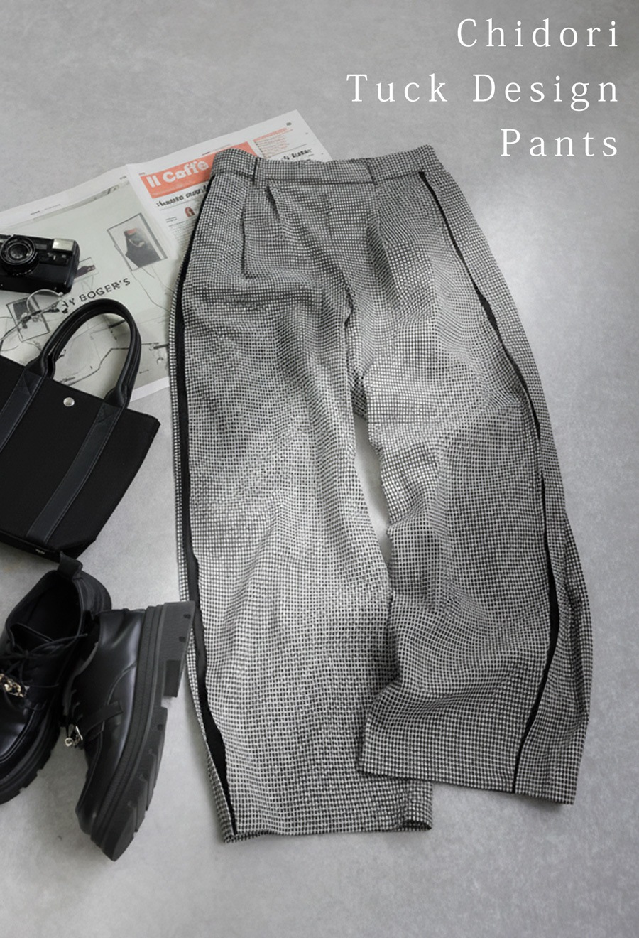 千鳥柄 ワイドパンツ メンズ ボトムス パンツ 送料無料・メール便不可