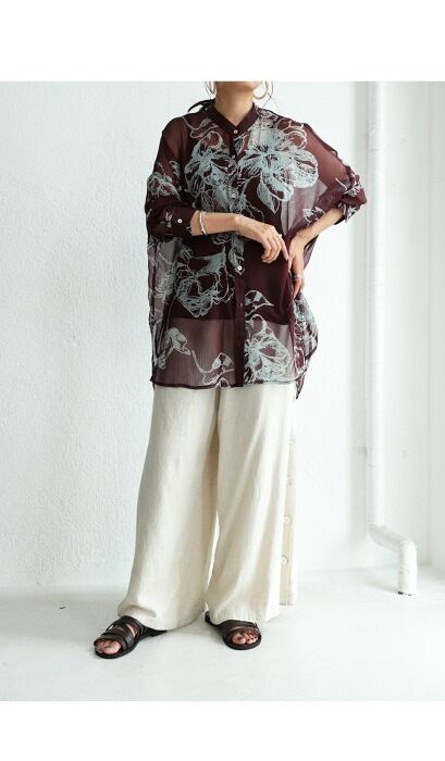 楽天市場】花柄シアーシャツ シャツ レディース トップス 送料