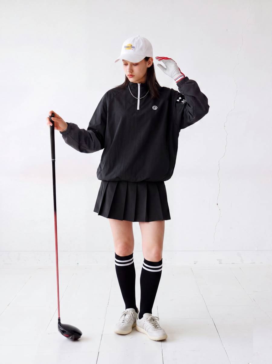 ANTIQUA GOLF×STCH トップス レディース 2WAY 配色 ハーフジップ 長袖